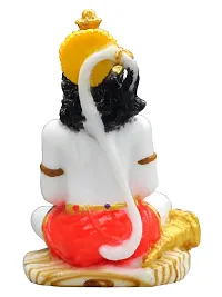 Om BhariPuri Marble Sankat Mochan/Bajrang Bali/Balaji/Hanuman ji ki Murti/Statue/Idol for Car, Door Entance, Gifting Purpose, Home Room Decor Showpiece Figurine (Height 4.5 in, White Color)-thumb3