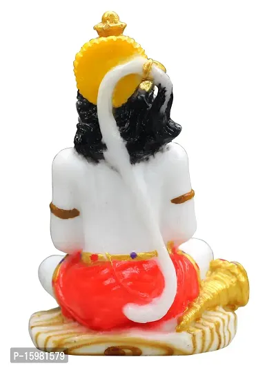 Om BhariPuri Marble Sankat Mochan/Bajrang Bali/Balaji/Hanuman ji ki Murti/Statue/Idol for Car, Door Entance, Gifting Purpose, Home Room Decor Showpiece Figurine (Height 4.5 in, White Color)-thumb4