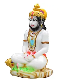 Om BhariPuri Marble Sankat Mochan/Bajrang Bali/Balaji/Hanuman ji ki Murti/Statue/Idol for Car, Door Entance, Gifting Purpose, Home Room Decor Showpiece Figurine (Height 4.5 in, White Color)-thumb4