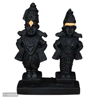 Om BhariPuri Marble Vitthal Rukmini/Rukmani Murti/Idol/Statue for Car Dashborad, Home Pooja Temple Room, Gifting Purpose, Showpiece Figurine 8 Cm-thumb0