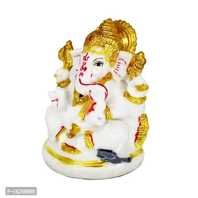 Om BhariPuri Marble Ganesh Idol for Home Decor Ganesha Idol Living Room Ganesh ji Murti for Showpiece Figurine Home Decor Main Door Entrance(10x8x6 Cm)-thumb3