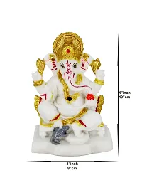 Om BhariPuri Marble Ganesha Idol for Home Decor Ganesh Murti for Home Puja/Pooja Mandir Ganeshji Statue for Happiness Showpiece Figurine 4 Inch-thumb2