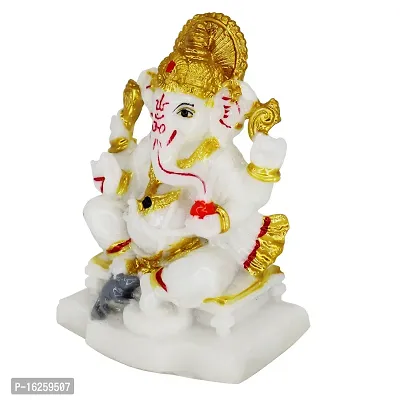 Om BhariPuri Marble Ganesha Idol for Home Decor Ganesh Murti for Home Puja/Pooja Mandir Ganeshji Statue for Happiness Showpiece Figurine 4 Inch-thumb4