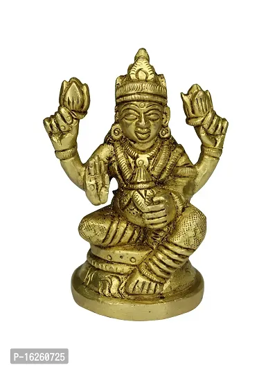 Om BhariPuri Brass Lakshmi/Laxmi MATA Statue Brass Murti for Diwali Puja Durga Maa Idol Golden Color