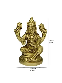 Om BhariPuri Brass Lakshmi/Laxmi MATA Statue Brass Murti for Diwali Puja Durga Maa Idol Golden Color-thumb3