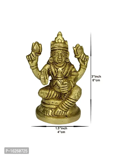 Om BhariPuri Brass Lakshmi/Laxmi MATA Statue Brass Murti for Diwali Puja Durga Maa Idol Golden Color-thumb4