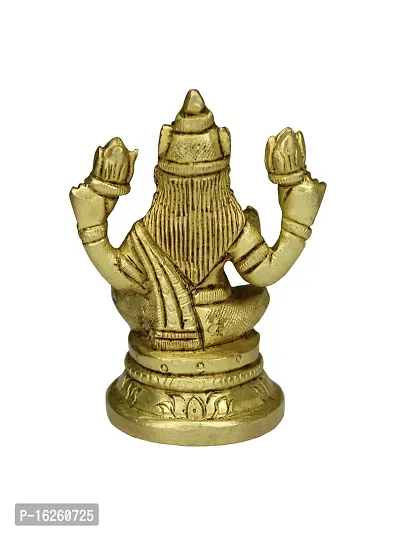 Om BhariPuri Brass Lakshmi/Laxmi MATA Statue Brass Murti for Diwali Puja Durga Maa Idol Golden Color-thumb5