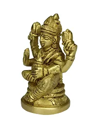 Om BhariPuri Brass Lakshmi/Laxmi MATA Statue Brass Murti for Diwali Puja Durga Maa Idol Golden Color-thumb2