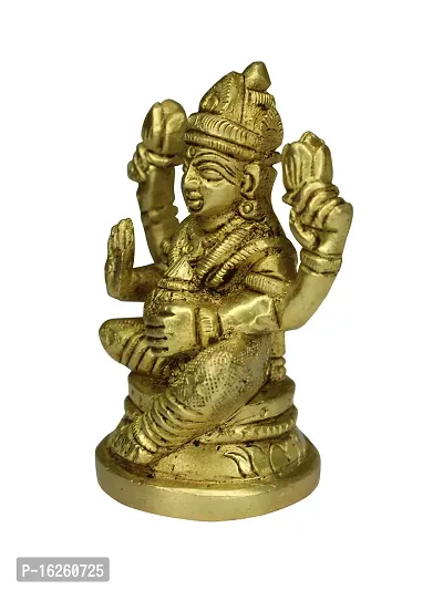 Om BhariPuri Brass Lakshmi/Laxmi MATA Statue Brass Murti for Diwali Puja Durga Maa Idol Golden Color-thumb3