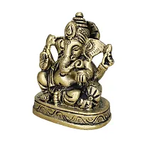 Om BhariPuri Brass Ganesh/Ganesha/Ganesh ji/Ganpati Bappa Ashtadhatu Idol/Murti/Statue for Home Temple Puja/Pooja, Good Luck, Success and Prosperity (H x W x L :- 3 x 2.5 x 1.5 In, Weight :- 0.382 Kg)-thumb4