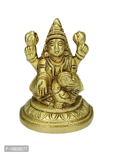 Om BhariPuri Brass Lakshmi/Laxmi MATA Statue Brass Murti for Diwali Puja Durga Maa Idol for Gift 8 Cm-thumb0