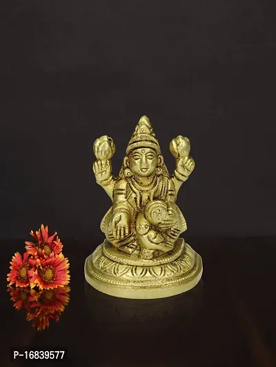 Om BhariPuri Brass Lakshmi/Laxmi MATA Statue Brass Murti for Diwali Puja Durga Maa Idol for Gift 8 Cm-thumb4