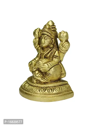 Om BhariPuri Brass Lakshmi/Laxmi MATA Statue Brass Murti for Diwali Puja Durga Maa Idol for Gift 8 Cm-thumb5