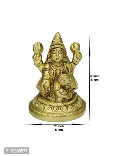 Om BhariPuri Brass Lakshmi/Laxmi MATA Statue Brass Murti for Diwali Puja Durga Maa Idol for Gift 8 Cm-thumb2