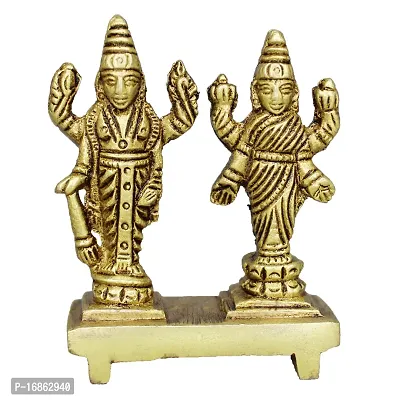 Om BhariPuri Brass Vishnu Lakshmi Brass Idol Lord Vishnu/Laxmi Narayan Standing Murti - Handmade Statue Lakshmi/Laxmi Narayan Idol/Murti/Statue (Height :- 2 Inch)