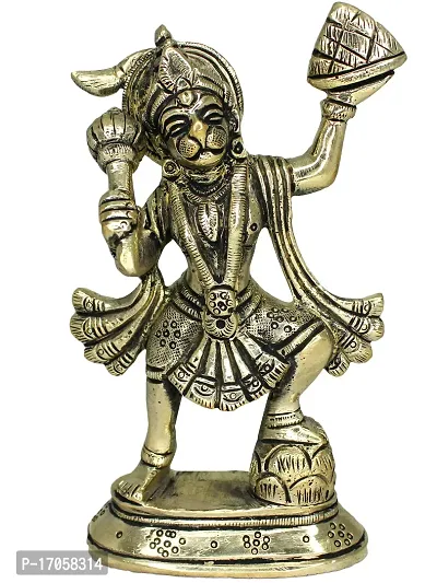 Vinayakmoorti Brass Standing Hanuman/Bajrangbali Statue/Murti/Idol for Home Office Decor Gift Puja Ghar 5.5 Inch-thumb0