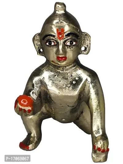 Vinayakmoorti Brass Bal Gopal/Laddu Gopal/Ladoo Gopal/Thakur Ji/Makhan Chor Idol/Krishna Idol/Murti/Statue (Heavy Peetal Murti) Janmashtami Special for Home Temple Puja 3.5 Inch-thumb0