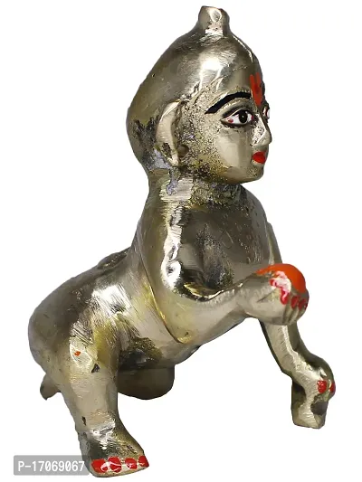 Vinayakmoorti Brass Bal Gopal/Laddu Gopal/Ladoo Gopal/Thakur Ji/Makhan Chor Idol/Krishna Idol/Murti/Statue (Heavy Peetal Murti) Janmashtami Special for Home Temple Puja 3.5 Inch-thumb2