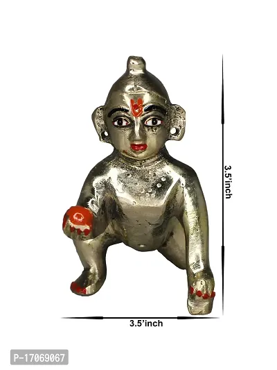 Vinayakmoorti Brass Bal Gopal/Laddu Gopal/Ladoo Gopal/Thakur Ji/Makhan Chor Idol/Krishna Idol/Murti/Statue (Heavy Peetal Murti) Janmashtami Special for Home Temple Puja 3.5 Inch-thumb4