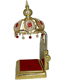 Vinayakmoorti Diamond Studded Metal Umbrella Chatra for God Idol for Car Dash Board Office Table Desk God Aasan for Car Dashboard 18 x 9 x 9 cm-thumb4