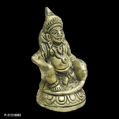 Om BhariPuri Handmade Brass Lord Kuber Maharaj Idol/Statue for Temple, Home  Office-thumb5