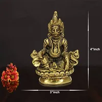 Om BhariPuri Handmade Brass Lord Kuber Maharaj Idol/Statue for Temple, Home  Office-thumb3