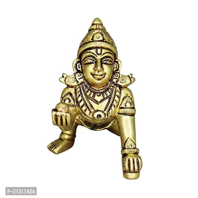 Om BhariPuri Beautiful Bal Krishna Figurine Lalji Brass Statue Bal Gopal Gift Type Decoraive Showpiece Bal Kanaiya Statue for Home Deacute;cor Office Deacute;cor Spirtual Figurine