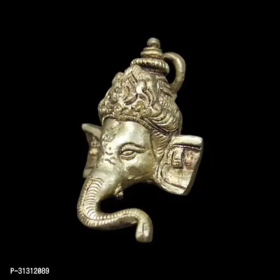 Om BhariPuri Ganesh Face | Brass Ganesha Idol | Ganesha, Gold Colour(1 Piece)-thumb2