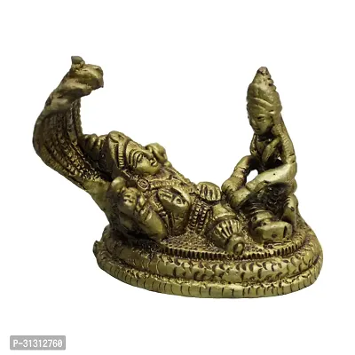 Om BhariPuri Brass Lakshmi Vishnu Idol God Goddess Statues Religious Deity Laxmi Vishnu Resting On Sheshnaag-thumb0