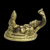 Om BhariPuri Brass Lakshmi Vishnu Idol God Goddess Statues Religious Deity Laxmi Vishnu Resting On Sheshnaag-thumb3