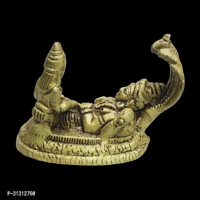 Om BhariPuri Brass Lakshmi Vishnu Idol God Goddess Statues Religious Deity Laxmi Vishnu Resting On Sheshnaag-thumb4