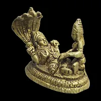 Om BhariPuri Brass Lakshmi Vishnu Idol God Goddess Statues Religious Deity Laxmi Vishnu Resting On Sheshnaag-thumb4