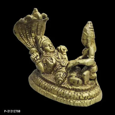 Om BhariPuri Brass Lakshmi Vishnu Idol God Goddess Statues Religious Deity Laxmi Vishnu Resting On Sheshnaag-thumb5