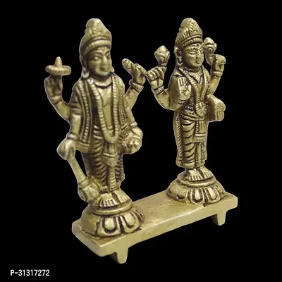 Om BhariPuri Brass Vishnu Laxmi Murti Lord Bhagwan Vishnu Narayan Lakshmi Statue Idol Murti for Home Decor Mandir Pooja Goddess Laxmi Ji-thumb4