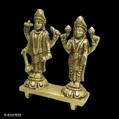 Om BhariPuri Brass Vishnu Laxmi Murti Lord Bhagwan Vishnu Narayan Lakshmi Statue Idol Murti for Home Decor Mandir Pooja Goddess Laxmi Ji-thumb5