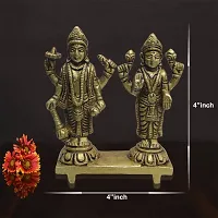 Om BhariPuri Brass Vishnu Laxmi Murti Lord Bhagwan Vishnu Narayan Lakshmi Statue Idol Murti for Home Decor Mandir Pooja Goddess Laxmi Ji-thumb1