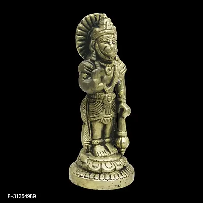 Om BhariPuri  100% Pure Brass Hanuman Ji Murti for Home Puja | Lord Hanuman Idol for Desk, Car and Home Decor | Balaji Idol | Bajrangbali Murti | Bahubali Hanuman Idol-thumb2