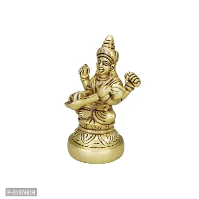 Om BhariPuri Brass Maa Saraswati Idol Sitting on Hans - Goddess of Knowledge  Music, Decorative Religious Statue for Home  Office Decor-thumb2