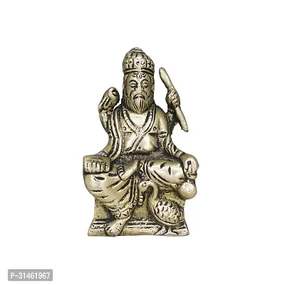 Om BhariPuri Brass Lord Vishwakarma Murti Statue for Home Pooja Puja Mandir Table Decor Showpiece Gift Items-thumb0