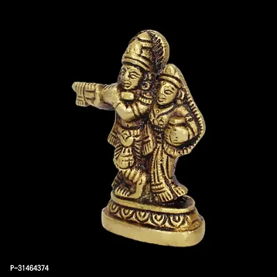 Om BhariPuri Brass Radha Krishna Murti Idol Statue Antique Finish-thumb2