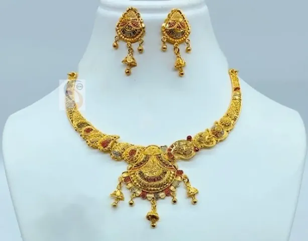 Beautiful Gold Plated Brass Bridal Jewellery Set
