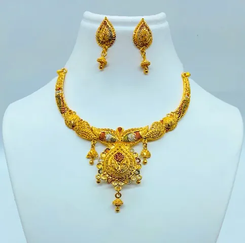 Trendy Golden Brass Jewellery Sets for Women
