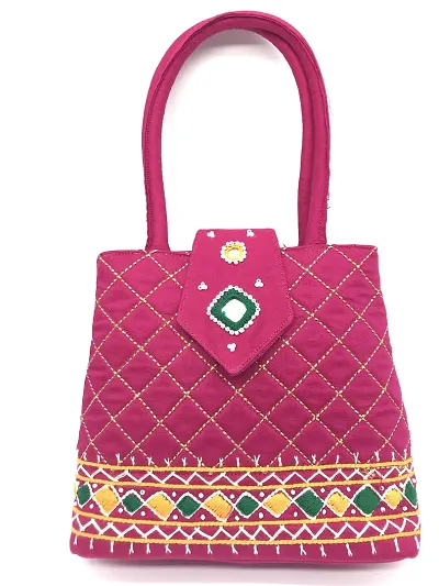 SriAoG Handicrafts Women hand bags Size Banjara Handmade Mini Purse bag Stylish latest 7Inch Beads Thread Work Pouch Colour