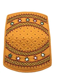 SriAoG Handicrafts Women Pocket Purse Girls Stylish, Cotton ladies clutches purses phone case (Mini Wallet 6.5 Inch Original Mirror Beads and Thread Work handmade) (Yellow mini purse)-thumb3