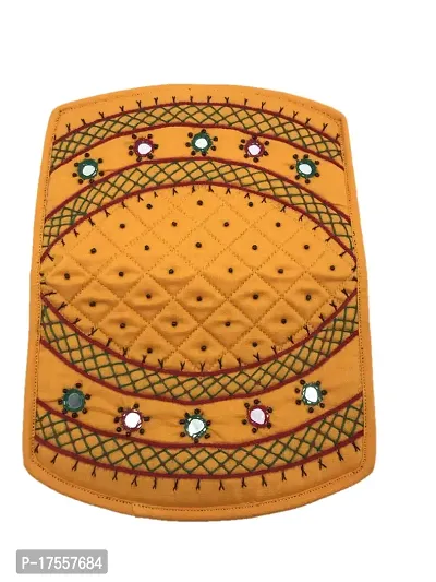 SriAoG Handicrafts Women Pocket Purse Girls Stylish, Cotton ladies clutches purses phone case (Mini Wallet 6.5 Inch Original Mirror Beads and Thread Work handmade) (Yellow mini purse)-thumb4