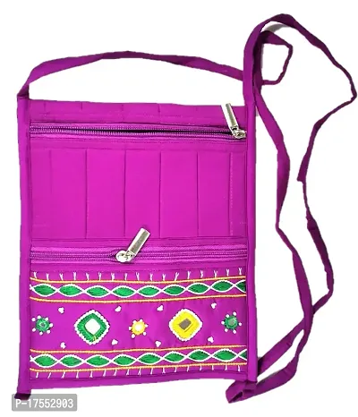 SriAoG Passport Sling Bag for Women Travel Embroidery Handmade Cotton Crossbody bags for Women Wedding Gifts (Medium 9x8 Inch Original Needle Craft) Magenta Pink