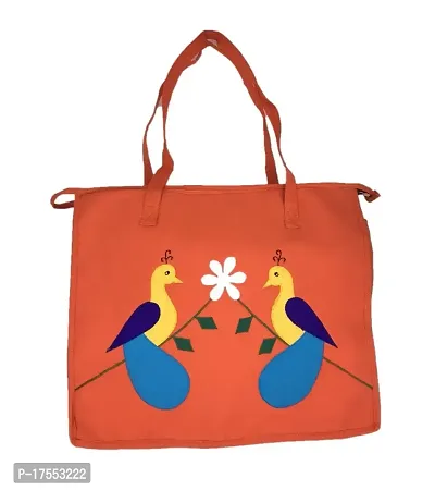 SriAoG Handbags for Women Big size for Office Use Ladies bags Stylish Peacock Designer Handmade Large Cotton Tote Bags Unique Gift Items 15 Inch Red-thumb0