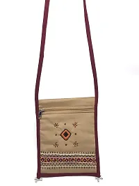 SriAoG Rajasthani Jaipuri Design Crossbody Bag for Girls Handmade Traditional Mobile Sling bag Combo for Women Cotton Zip Closure (Beige  Olive)-thumb2