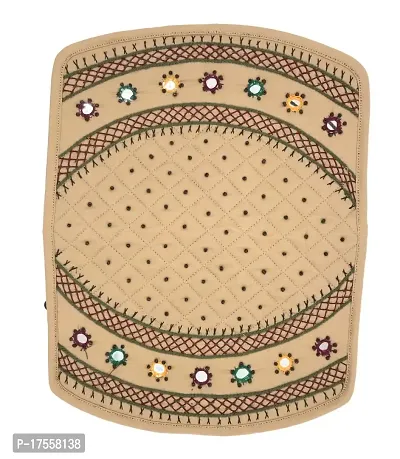 SriAoG Womens Handcrafted Embroidered Clutch Bag Purse Wallet for Bridal, Casual, Party, Wedding (8.5 inch Mirror Beads and Thread Work Beige, Cream)-thumb2