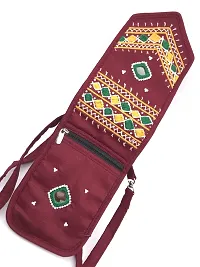 SriAoG Passport Sling Bag for Women Combo Pack of 2 Stylish Mobile Crossbody Bags for Girls Embroidery Cross Bags Ladies Wedding Gifts (Violet  Maroon)-thumb3